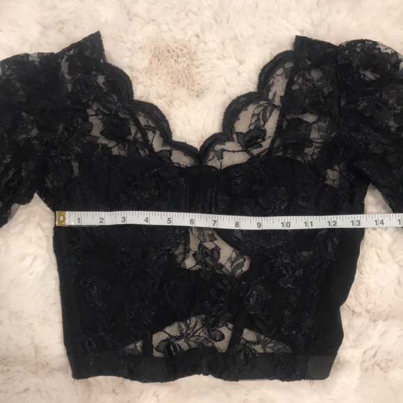 *Rare* Vintage Black Lace Open Back Corset Crop Top - Picture 8 of 15
